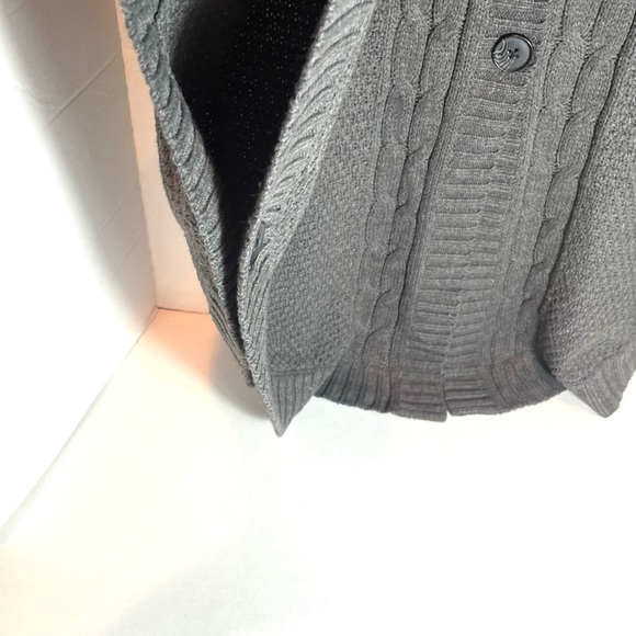 Merona Chunky Cable Knit Button Front Poncho / Cape Sweater Gray Size L/XL - Picture 10 of 15